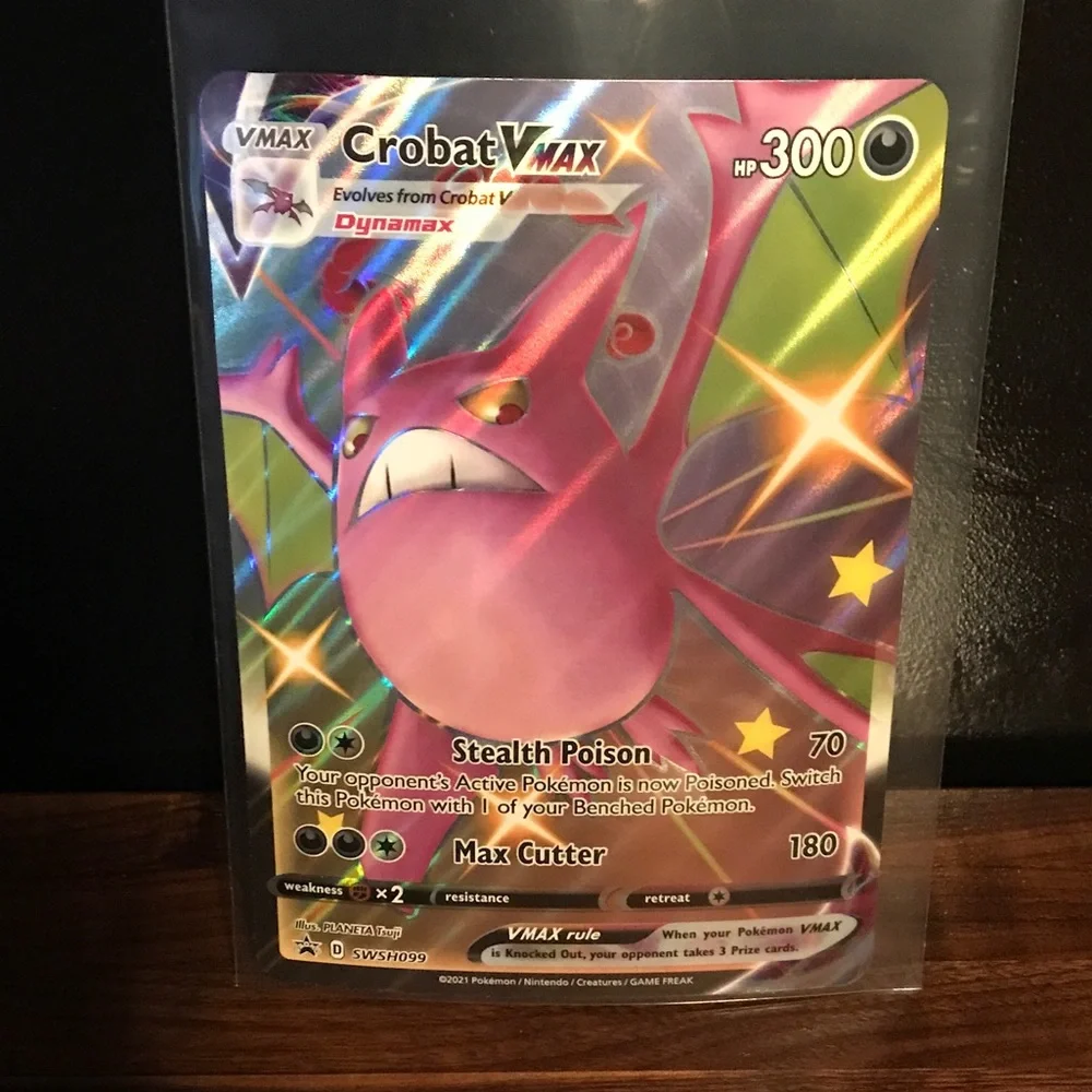 Pokemon Crobat over sized card and Dhelmise V and Vmax